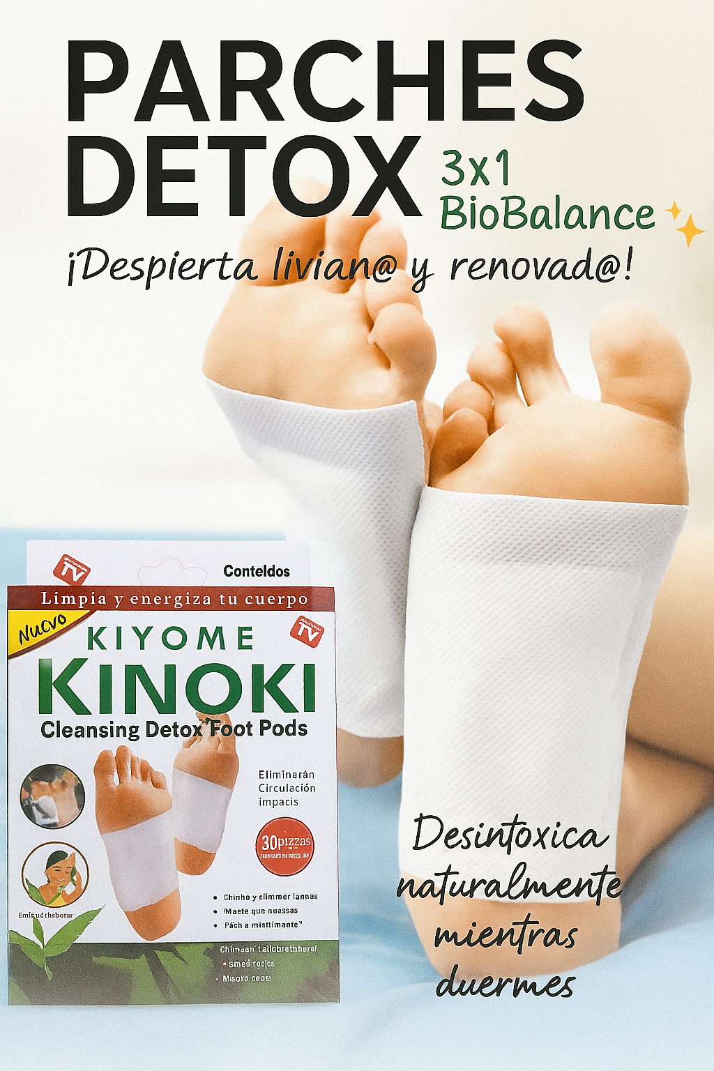 Parches Detox - 3x1 Kinokis para pies.