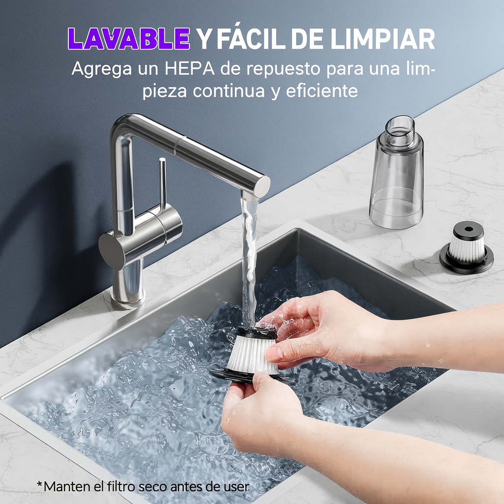 TurboClean Pocket™ Mini Aspiradora 3 en 1 Auto y Hogar