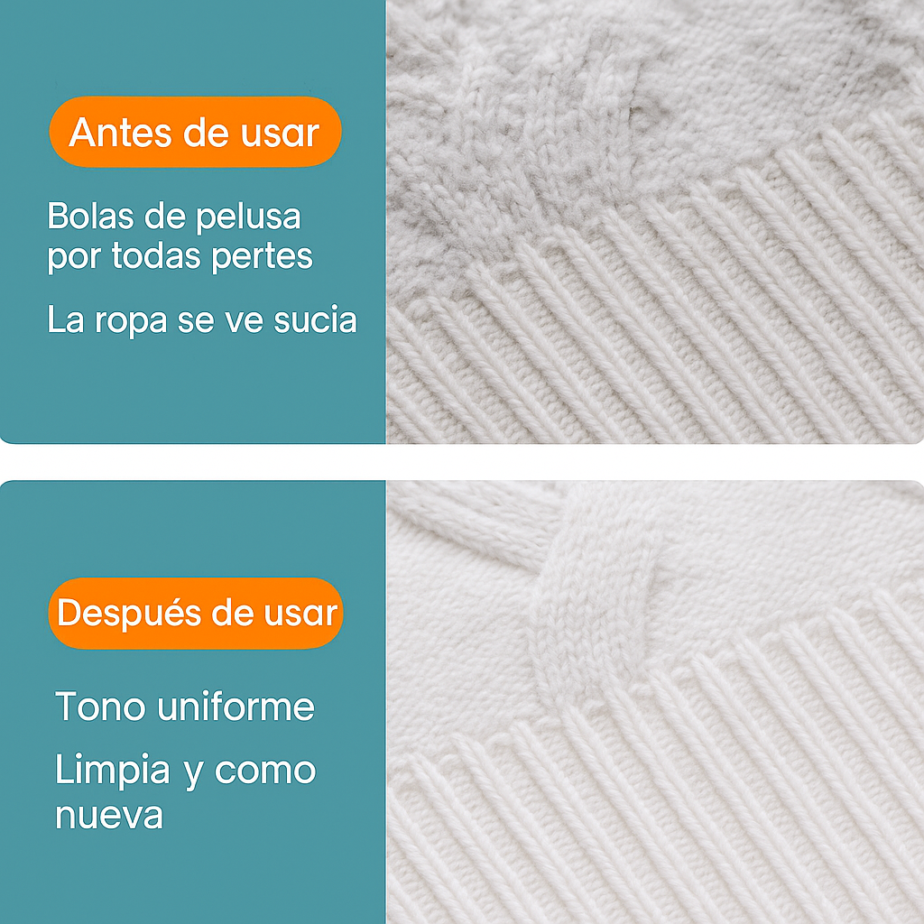 PelusaOFF™ – Eliminador de pelusas eléctrico para ropa, portátil, carga USB, limpieza desmontable