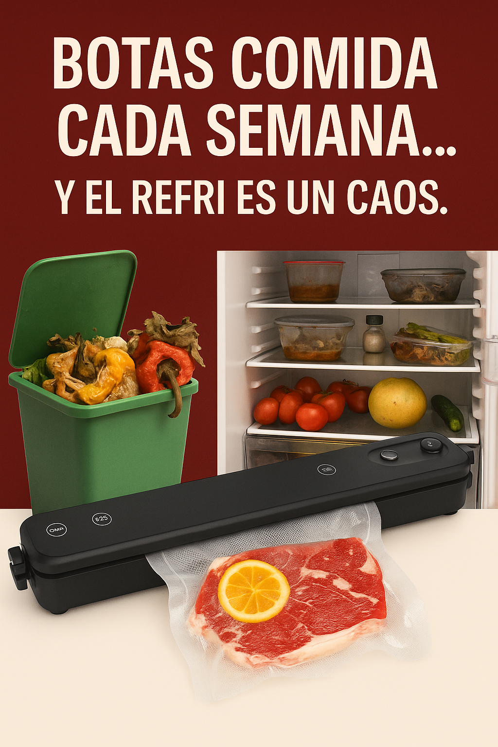 SELLADORA DE ALIMENTOS AL VACIO - Incluye bolsas para sellar.