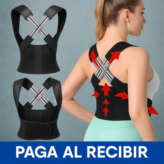Chaleco Corrector De Postura Cruzado con soporte real y cómodo.