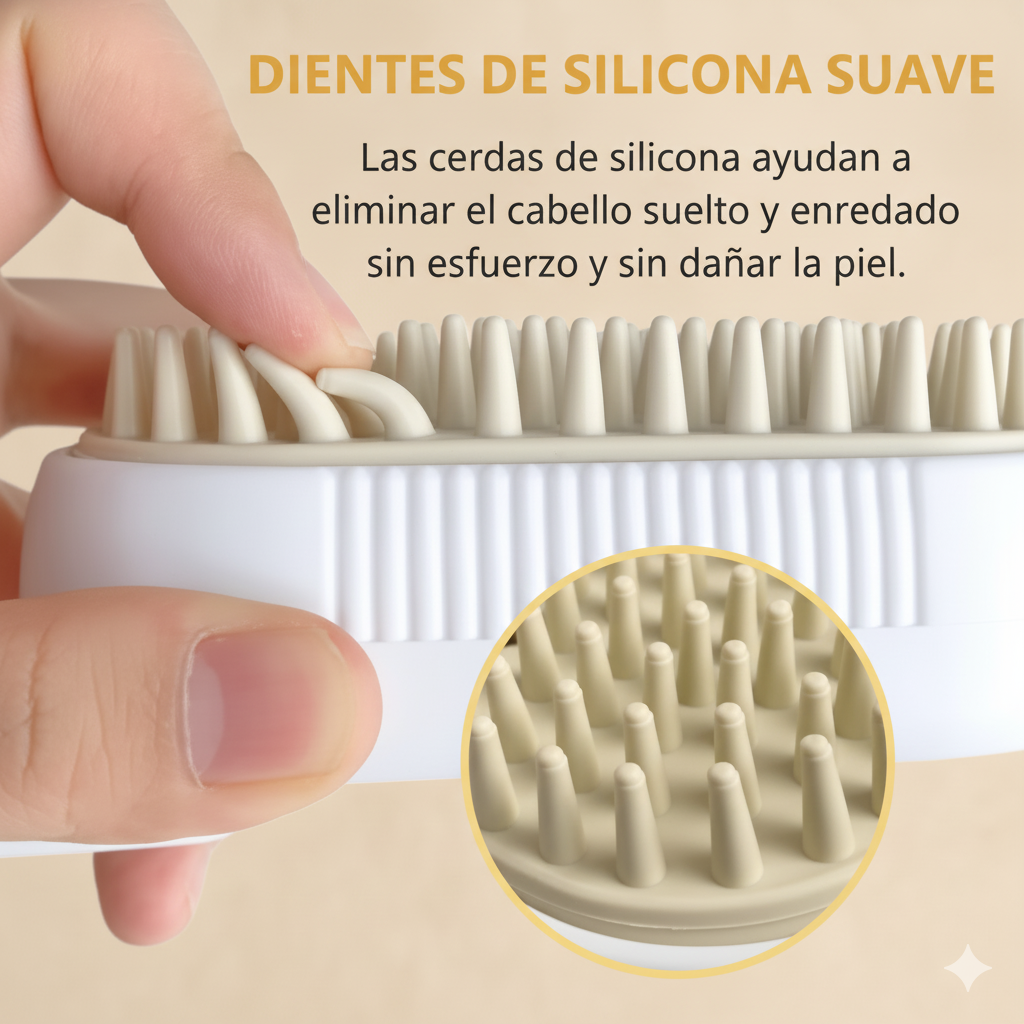 Cepillo Vapor: Limpia · Quita pelos · Masajea