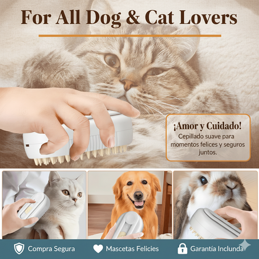 Cepillo Vapor: Limpia · Quita pelos · Masajea