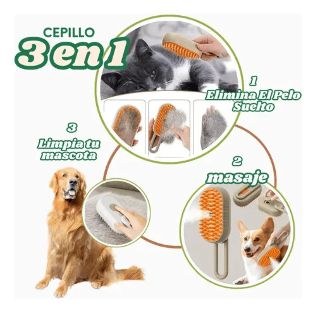 Cepillo Vapor: Limpia · Quita pelos · Masajea